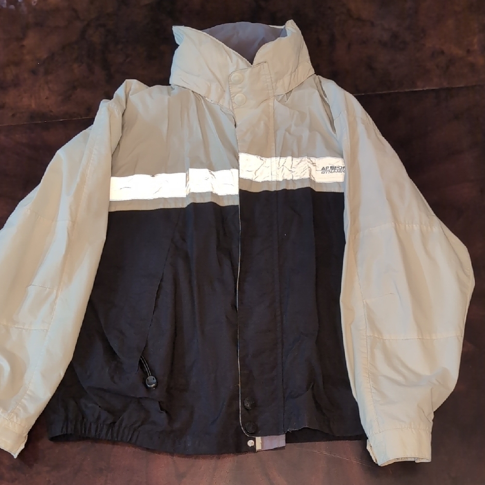 AP Sports Windbreaker Jacket with Hidden Hood In Collar And Reflective Stripe